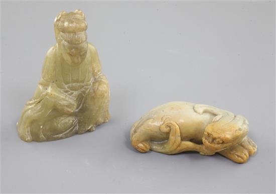 Two Chinese soapstone figures, 19th century, 7.5cm and 7.4cm